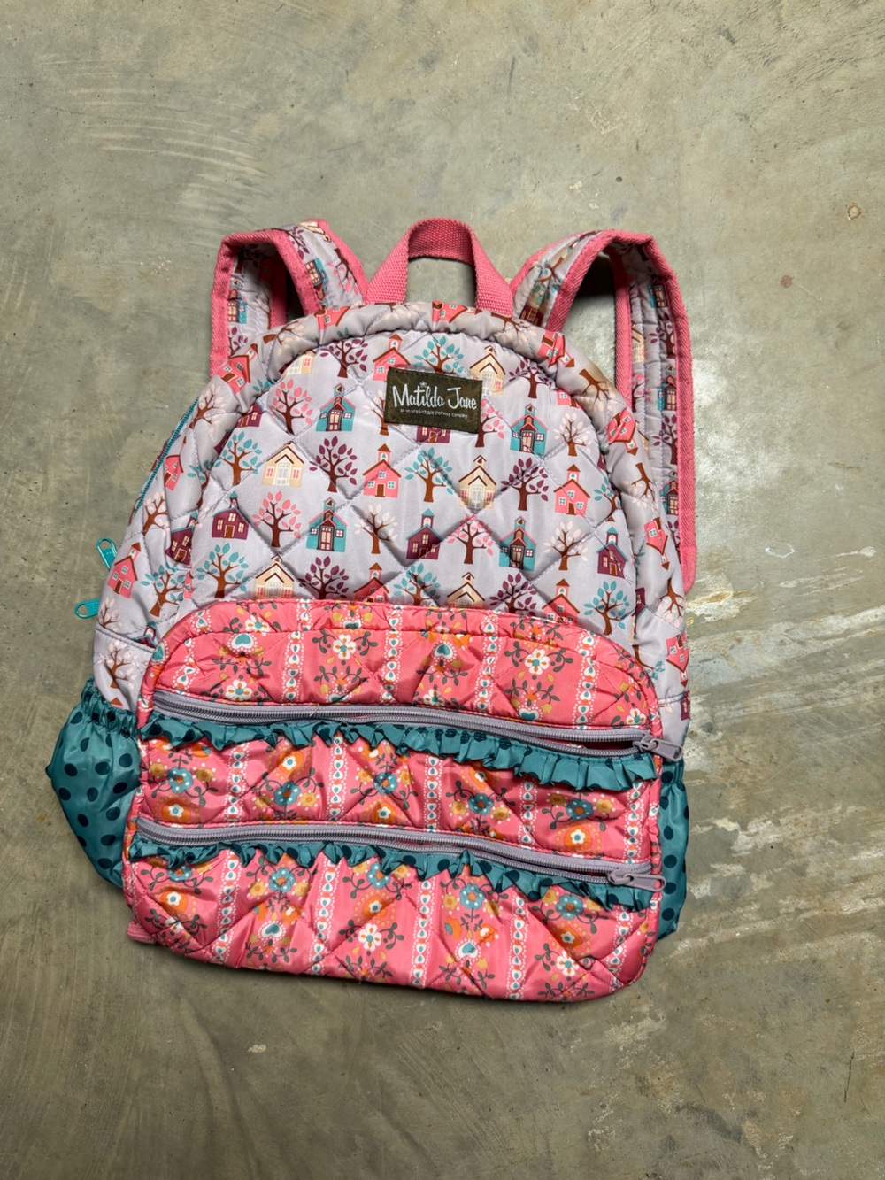 Matilda Jane Pink & Teal Quilted Patterned Backpack